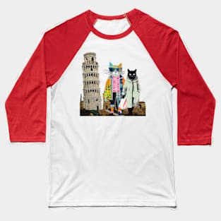 Shopping in Pisa Modern Cat Baseball T-Shirt